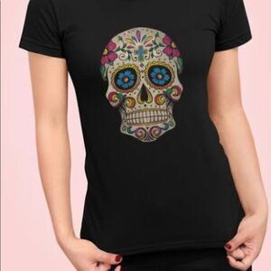 Sugar Skull district made short sleeve tee LAX sugar skull NWT